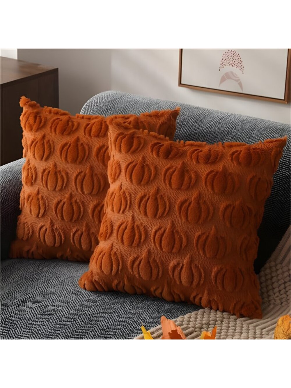 Fall Pillow Covers 18x18 Set of 2 Fall Decorations Autumn Rust Pumpkin